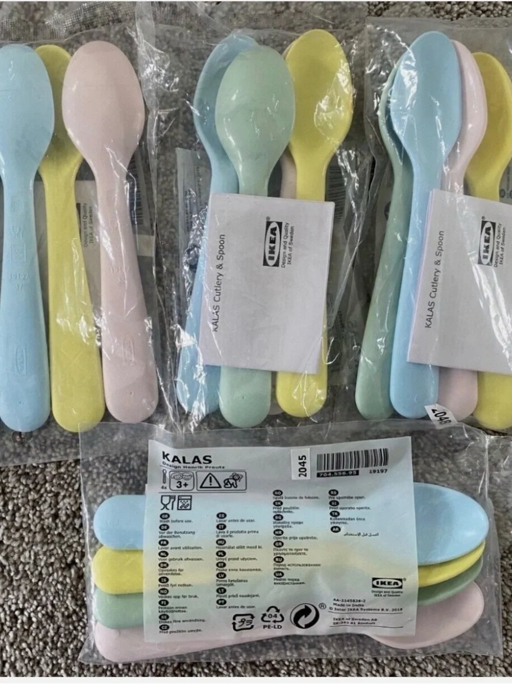 IKEA Kalas Spoons 4 Packs of 4 each (16 total) Light Colors - NEW in Package